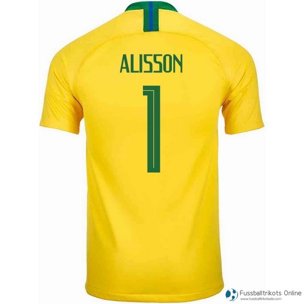 Brasilien Trikot Heim Alisson 2018 Gelb Fussballtrikots Günstig